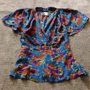 Girls From Savoy Silk Dayflower Wrap Top With Ties